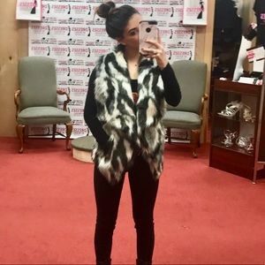 Black White and Gray Faux Fur Vest!